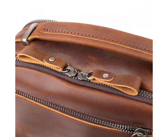 Купить Мужская деловая сумка с ручкой для переноса в руке из натуральной кожи Vintage 23033 Коричневый, фото , изображение 6, характеристики, отзывы