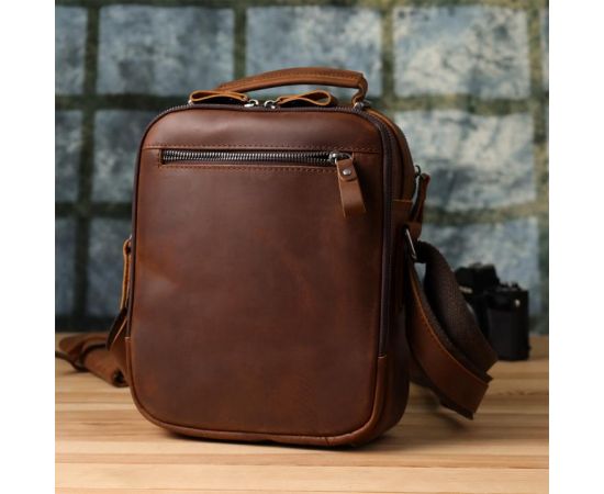 Купить Мужская деловая сумка с ручкой для переноса в руке из натуральной кожи Vintage 23033 Коричневый, фото , изображение 10, характеристики, отзывы