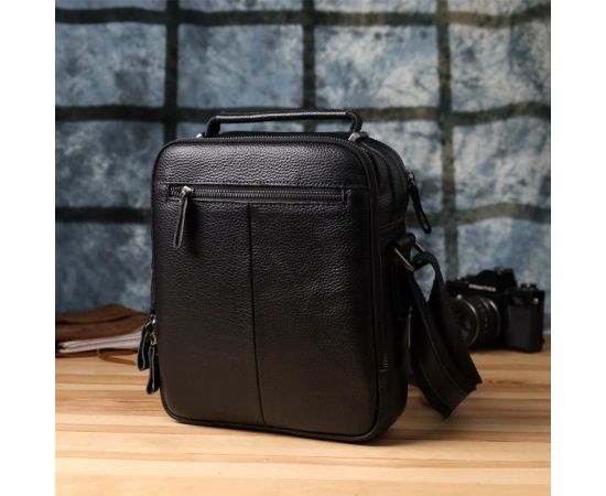 Купить Деловая мужская сумка с ручкой для переноса в руке из натуральной кожи Vintage 23034 Черный, фото , изображение 11, характеристики, отзывы