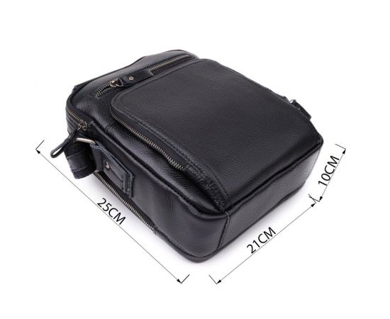 Купить Деловая мужская сумка с ручкой для переноса в руке из натуральной кожи Vintage 23034 Черный, фото , изображение 3, характеристики, отзывы