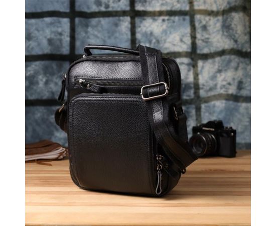 Купить Деловая мужская сумка с ручкой для переноса в руке из натуральной кожи Vintage 23034 Черный, фото , изображение 10, характеристики, отзывы