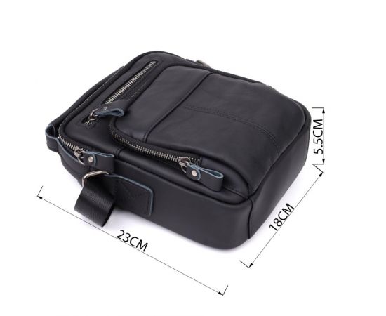 Купить Деловая мужская сумка из натуральной кожи Vintage 23036 Черный, фото , изображение 3, характеристики, отзывы