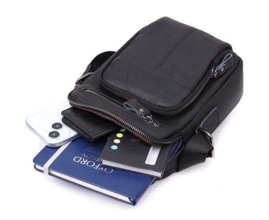 Купить Деловая мужская сумка из натуральной кожи Vintage 23036 Черный, фото , изображение 8, характеристики, отзывы