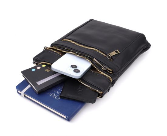 Купить Повседневная мужская сумка из натуральной кожи Vintage 23037 Черный, фото , изображение 8, характеристики, отзывы