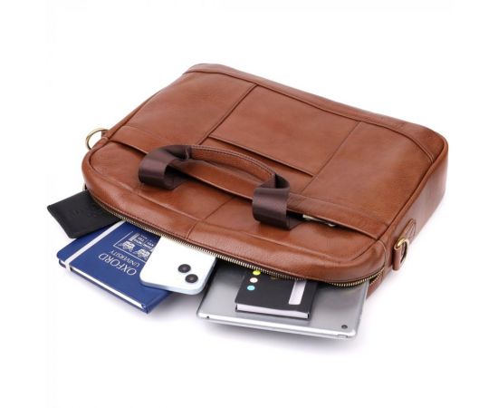 Купить Мужской деловой портфель из натуральной кожи Vintage 23038 Коричневый, фото , изображение 9, характеристики, отзывы