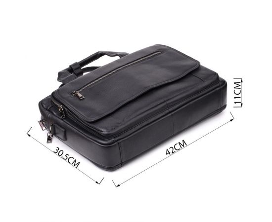 Купить Вместительный портфель для мужчин из натуральной кожи Vintage 23043 Черный, фото , изображение 3, характеристики, отзывы