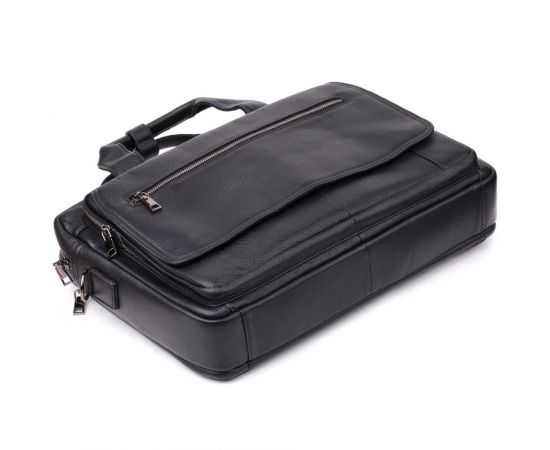 Купить Вместительный портфель для мужчин из натуральной кожи Vintage 23043 Черный, фото , изображение 7, характеристики, отзывы