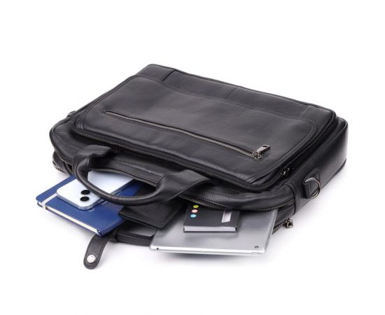 Купить Вместительный портфель для мужчин из натуральной кожи Vintage 23043 Черный, фото , изображение 10, характеристики, отзывы