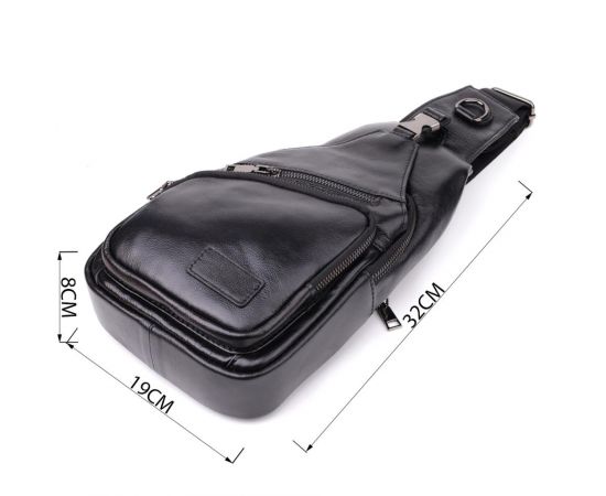 Придбати Мужская сумка через плечо из натуральной кожи Vintage 23048 Черный, image , зображення 3, характеристики, відгуки