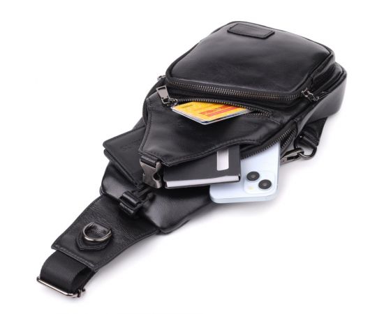 Придбати Мужская сумка через плечо из натуральной кожи Vintage 23048 Черный, image , зображення 8, характеристики, відгуки