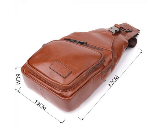 Купить Мужская сумка через плечо из натуральной кожи Vintage 23049 Рыжий, фото , изображение 3, характеристики, отзывы