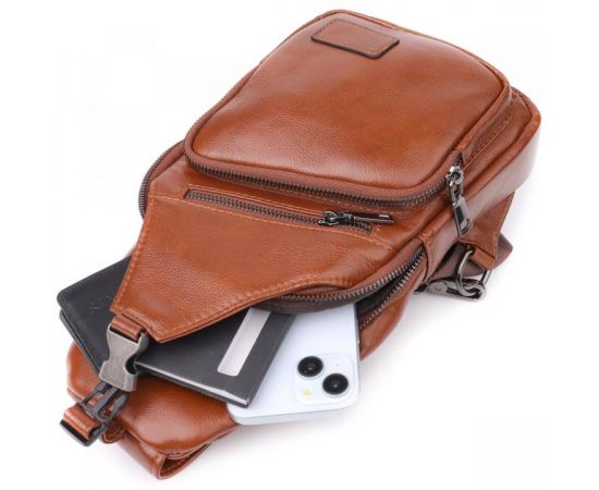 Купить Мужская сумка через плечо из натуральной кожи Vintage 23049 Рыжий, фото , изображение 8, характеристики, отзывы