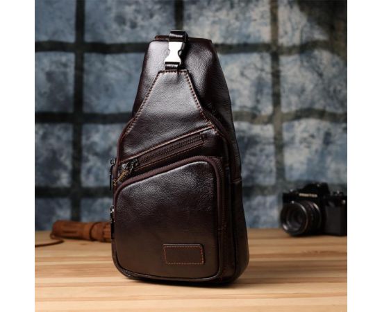 Купить Сумка через плечо из натуральной кожи Vintage 23050 Коричневый, фото , изображение 9, характеристики, отзывы