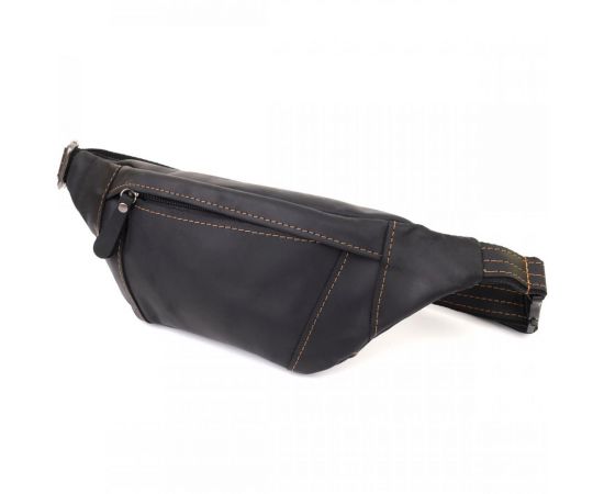 Купить Стильная сумка-бананка для мужчин из натуральной винтажной кожи Shvigel 23120 Черный, фото , характеристики, отзывы