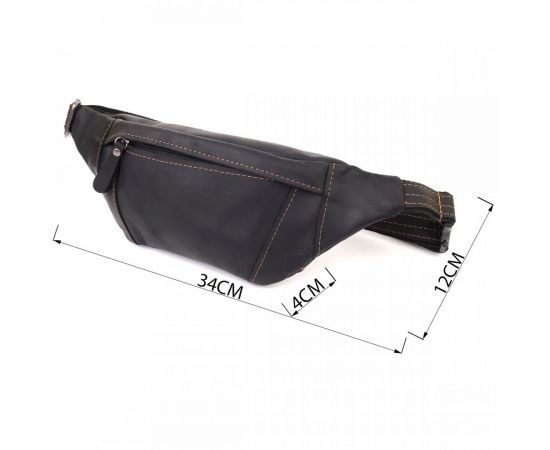 Купить Стильная сумка-бананка для мужчин из натуральной винтажной кожи Shvigel 23120 Черный, фото , изображение 3, характеристики, отзывы