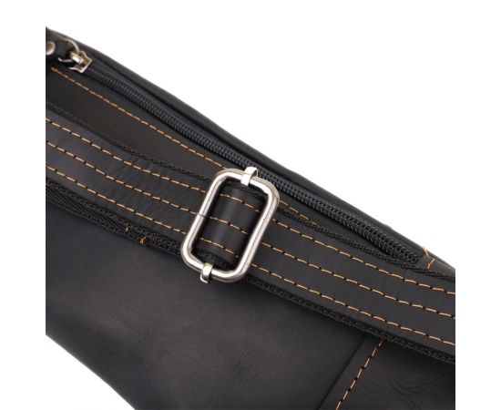 Купить Стильная сумка-бананка для мужчин из натуральной винтажной кожи Shvigel 23120 Черный, фото , изображение 6, характеристики, отзывы