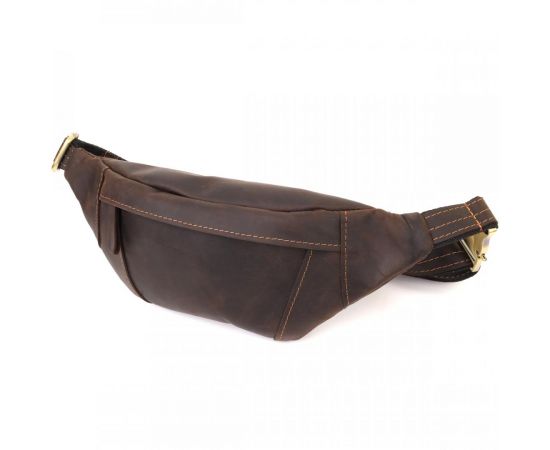 Купить Удобная сумка-бананка для мужчин из натуральной винтажной кожи Shvigel 23121 Коричневый, фото , характеристики, отзывы