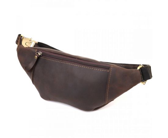 Купить Удобная сумка-бананка для мужчин из натуральной винтажной кожи Shvigel 23121 Коричневый, фото , изображение 2, характеристики, отзывы