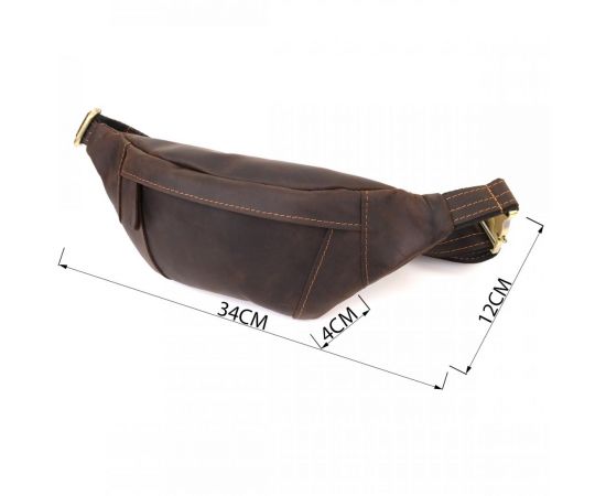 Купить Удобная сумка-бананка для мужчин из натуральной винтажной кожи Shvigel 23121 Коричневый, фото , изображение 3, характеристики, отзывы