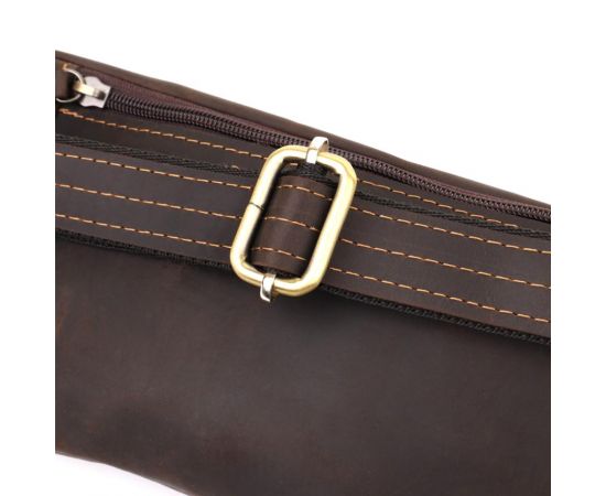 Купить Удобная сумка-бананка для мужчин из натуральной винтажной кожи Shvigel 23121 Коричневый, фото , изображение 5, характеристики, отзывы