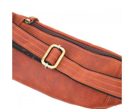 Купить Практичная сумка-бананка для мужчин из натуральной винтажной кожи Shvigel 23122 Рыжий, фото , изображение 5, характеристики, отзывы