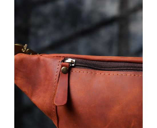 Купить Практичная сумка-бананка для мужчин из натуральной винтажной кожи Shvigel 23122 Рыжий, фото , изображение 9, характеристики, отзывы