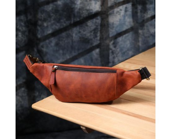 Купить Практичная сумка-бананка для мужчин из натуральной винтажной кожи Shvigel 23122 Рыжий, фото , изображение 10, характеристики, отзывы