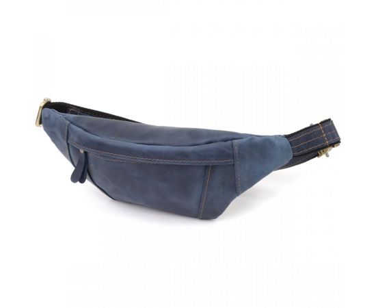 Купить Красивая сумка-бананка для мужчин из натуральной винтажной кожи Shvigel 23123 Синий, фото , характеристики, отзывы