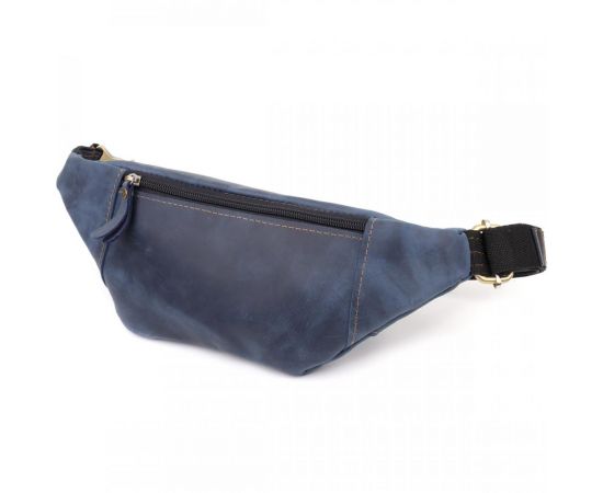 Купить Красивая сумка-бананка для мужчин из натуральной винтажной кожи Shvigel 23123 Синий, фото , изображение 2, характеристики, отзывы