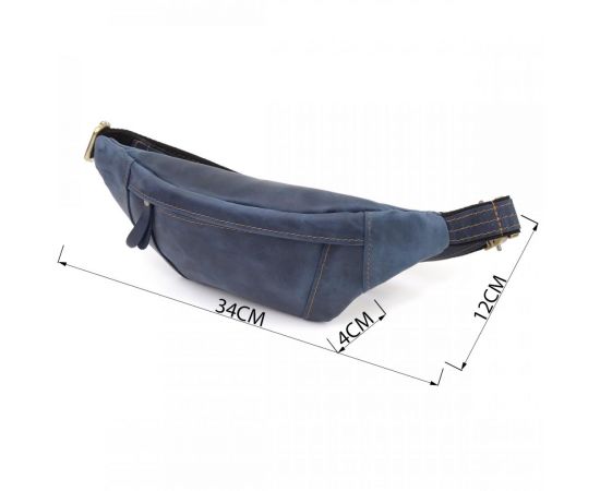 Купить Красивая сумка-бананка для мужчин из натуральной винтажной кожи Shvigel 23123 Синий, фото , изображение 3, характеристики, отзывы