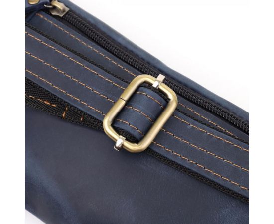 Купить Красивая сумка-бананка для мужчин из натуральной винтажной кожи Shvigel 23123 Синий, фото , изображение 5, характеристики, отзывы