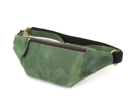 Купить Модная сумка-бананка для мужчин из натуральной винтажной кожи Shvigel 23124 Зеленый, фото , изображение 2, характеристики, отзывы