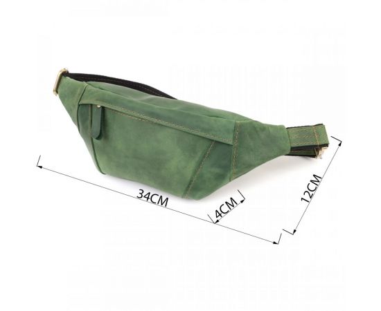 Купить Модная сумка-бананка для мужчин из натуральной винтажной кожи Shvigel 23124 Зеленый, фото , изображение 3, характеристики, отзывы