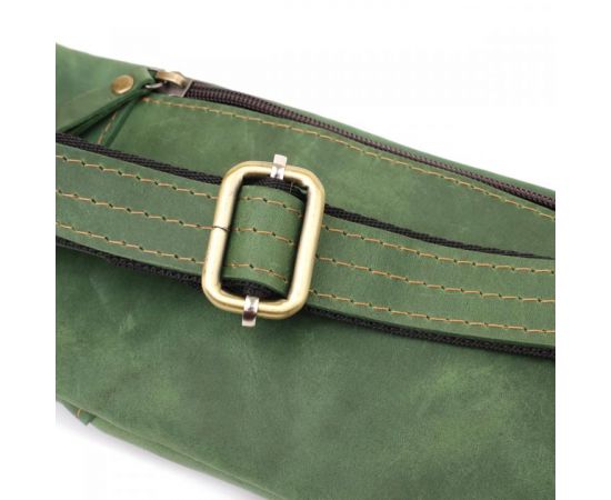 Купить Модная сумка-бананка для мужчин из натуральной винтажной кожи Shvigel 23124 Зеленый, фото , изображение 5, характеристики, отзывы