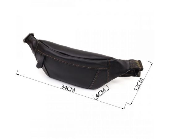 Купить Мужская сумка-бананка из натуральной гладкой кожи Shvigel 23125 Черный, фото , изображение 3, характеристики, отзывы