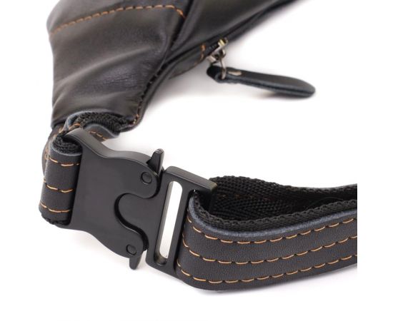 Купить Мужская сумка-бананка из натуральной гладкой кожи Shvigel 23125 Черный, фото , изображение 6, характеристики, отзывы