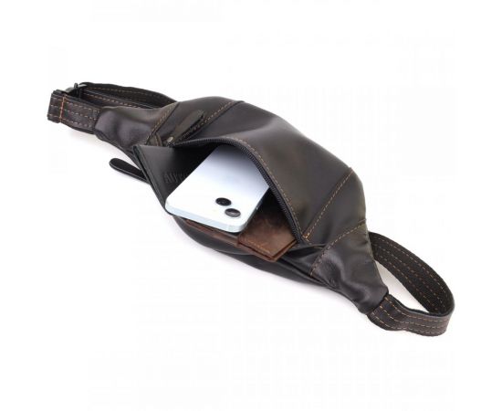 Купить Мужская сумка-бананка из натуральной гладкой кожи Shvigel 23125 Черный, фото , изображение 7, характеристики, отзывы