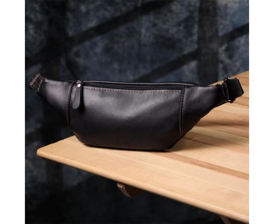 Купить Мужская сумка-бананка из натуральной гладкой кожи Shvigel 23125 Черный, фото , изображение 9, характеристики, отзывы