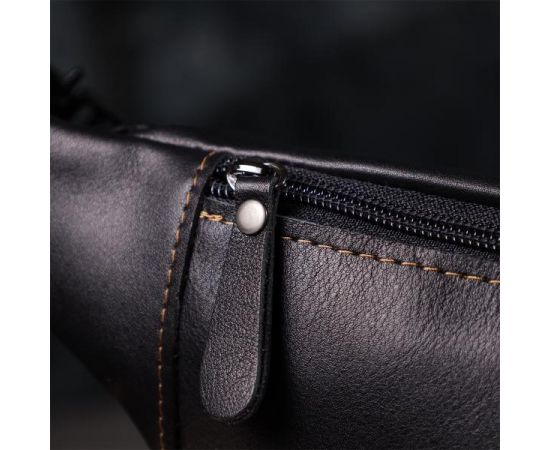 Купить Мужская сумка-бананка из натуральной гладкой кожи Shvigel 23125 Черный, фото , изображение 10, характеристики, отзывы