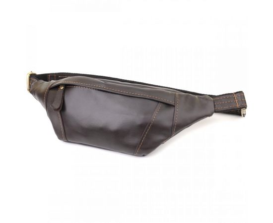 Купить Мужская сумка-бананка компактного размера из натуральной гладкой кожи Shvigel 23126 Коричневый, фото , характеристики, отзывы