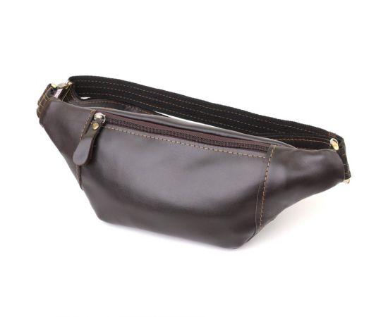 Купить Мужская сумка-бананка компактного размера из натуральной гладкой кожи Shvigel 23126 Коричневый, фото , изображение 2, характеристики, отзывы