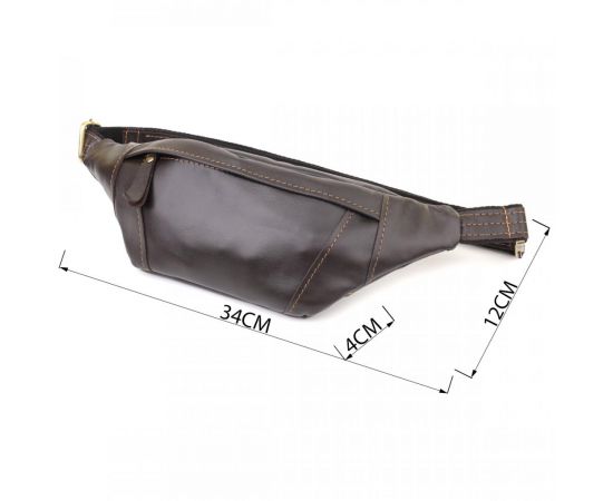 Купить Мужская сумка-бананка компактного размера из натуральной гладкой кожи Shvigel 23126 Коричневый, фото , изображение 3, характеристики, отзывы