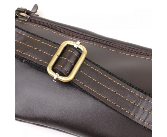 Купить Мужская сумка-бананка компактного размера из натуральной гладкой кожи Shvigel 23126 Коричневый, фото , изображение 5, характеристики, отзывы