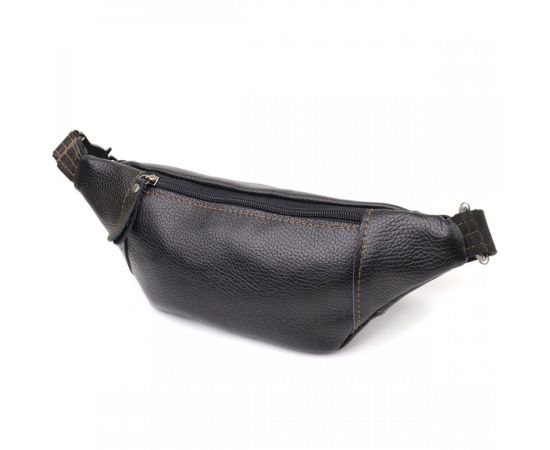 Купить Привлекательная сумка-бананка для мужчин из натуральной зернистой кожи Shvigel 23127 Черный, фото , изображение 2, характеристики, отзывы