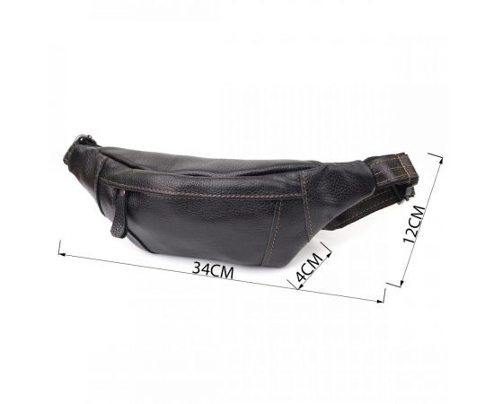 Купить Привлекательная сумка-бананка для мужчин из натуральной зернистой кожи Shvigel 23127 Черный, фото , изображение 3, характеристики, отзывы