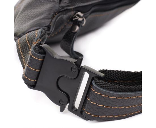 Купить Привлекательная сумка-бананка для мужчин из натуральной зернистой кожи Shvigel 23127 Черный, фото , изображение 5, характеристики, отзывы