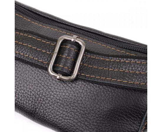 Купить Привлекательная сумка-бананка для мужчин из натуральной зернистой кожи Shvigel 23127 Черный, фото , изображение 6, характеристики, отзывы