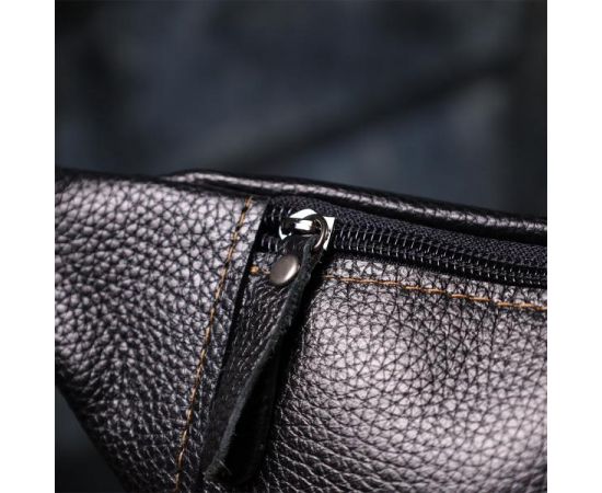 Купить Привлекательная сумка-бананка для мужчин из натуральной зернистой кожи Shvigel 23127 Черный, фото , изображение 10, характеристики, отзывы