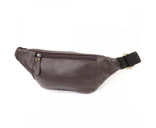 Купить Модная сумка-бананка для мужчин из натуральной зернистой кожи Shvigel 23128 Коричневый, фото , изображение 2, характеристики, отзывы