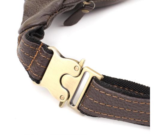 Купить Модная сумка-бананка для мужчин из натуральной зернистой кожи Shvigel 23128 Коричневый, фото , изображение 5, характеристики, отзывы